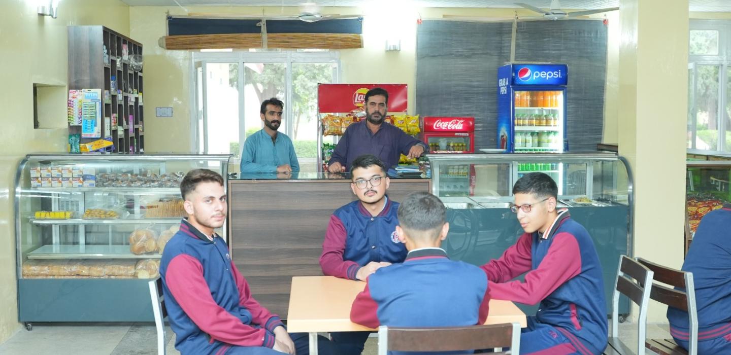 Cadets are relaxing in the cafeteria