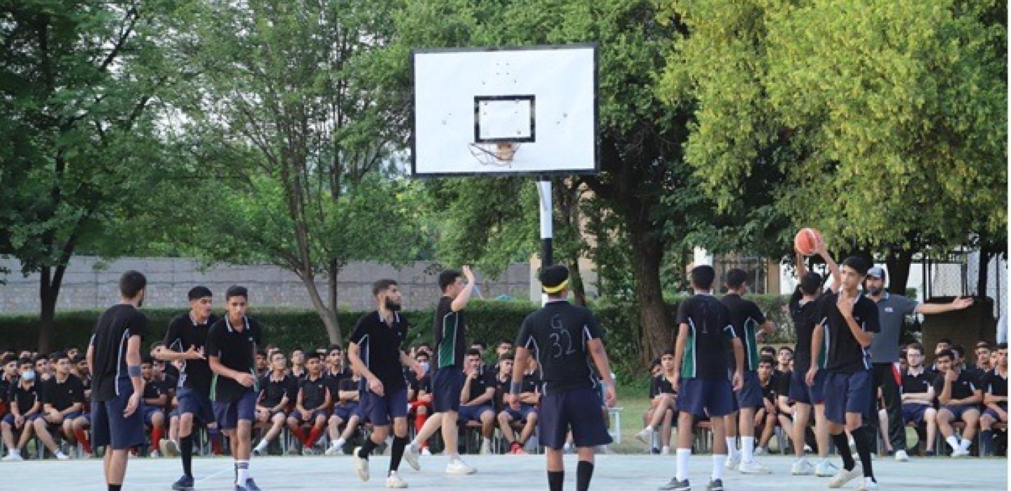 Cadets are playing basketball